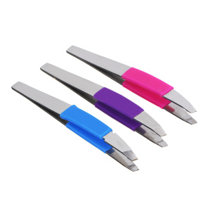 ЮНИLOOK Пинцет для бровей с силиконовыми держателями, нерж.сталь, 9,3см, 3 цвета (10702070/260824/32