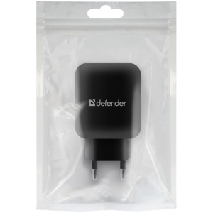 Зарядное устройство сетевое Defender EPA-13, 2*USB, 2.1А output, пакет, черный 83840
