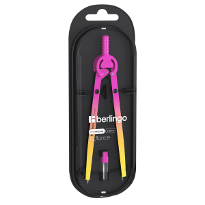 Готовальня Berlingo /Radiance/, 2 предмета, циркуль 170мм, желтый/розовый градиент, пластиковый футл