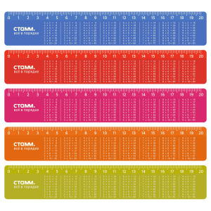 Линейка 20см СТАММ /Таблица умножения/, со справочным материалом, пластиковая, перламутровая, ассорт