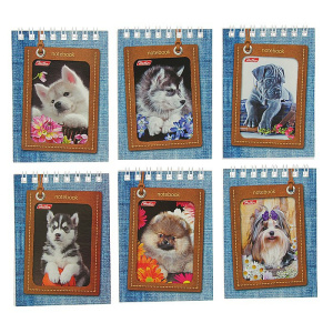 Блокнот 40л А7ф клетка на гребне серия -Щенки-