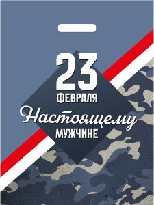 Пакет вырубной 23 февраля. Настоящему мужчине 30х40 50мкм ПИ-8308