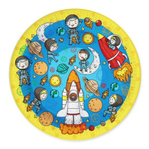 Набор бумажных тарелок Космонавты, 6 шт d=180 мм