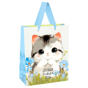 Пакет подарочный 18*23*10см MESHU /Cute kitten/, матовая ламинация