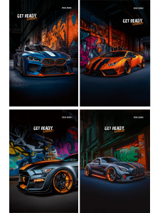 БЛОКНОТ А6 24л. РАЗНЫЕ МАШИНЫ И ГРАФФИТИ - 1 (Б24-4697) ассорти, на скрепке, цвет.мелов.обл,блок-офс