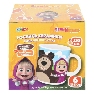 Набор д/дет тв-ва кружка для росписи Маша и Медведь МУЛЬТИ АРТ в кор.24шт