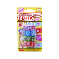 Лента клейкая декоративная СЕРДЕЧКИ, 15мм x 3м x 4шт