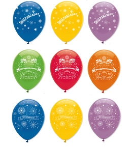 Воздушный шарик /Поздравляем!/ ассорти 3 дизайна (50 шт.,диаметр 12 д./29 см.)