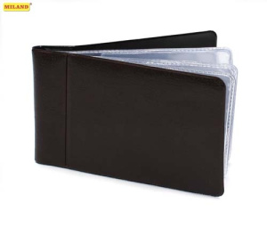 Кредитница горизонтальная экокожа 16 листов 32 карт. коричневая ВЦ-6732