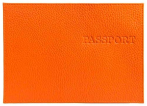 Обложка для паспорта из натуральной кожи ФЛОТЕР, оранжевый, тисн.конгрев/PASSPORT/ ОП-5456