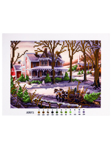 Н-р для вышив. бисером 19x25 см (частичн.заполн.,канва с рис) Тихий зимний день (Арт. AS071)