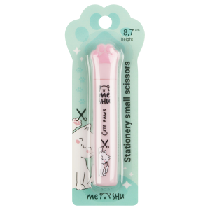 Ножницы детские маленькие MESHU /Paw/, 8,7см, складные в футляре, блистер, европодвес MS_64038 (1070