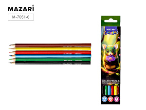 Карандаши цветные деревянные FANTASY, 6 цв., трёхгранный корпус,d грифеля=2,65 мм, картонная упаковк