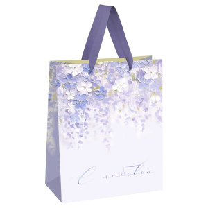 Пакет подарочный 33*42*12см MESHU /Purple flowers/, матовая ламинация MS_66247