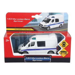 Машина металл MERCEDES-BENZ SPRINTER ПОЛИЦИЯ, 11 см, двери, инерция Технопарк в кор.2*48шт