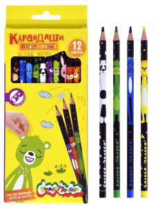 Набор цветн.каранд Каляка-Маляка С ПЕРСОНАЖАМИ 12 цв. кругл. корп. пластик карт.уп. принт на корпусе