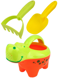 Песочный набор /Бегемотик/ (лейка,лопатка, грабли,в сетке) цвет микс ( Арт. ИК-2326)