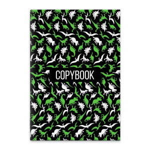 Тетрадь А5 140х205 мм, 48 л, блок - белый офсет 80 г/м2, арт. 59356 ДИНО ПАТТЕРН /обложка печать флу