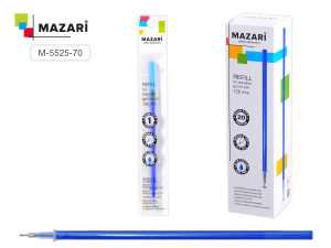 Стержень гелевый со стираемыми чернилами, СИНИЙ, игольчатый пиш.узел 0.5мм, длина 128 мм, д/ручек:М-