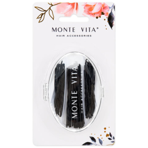 Шпильки для волос НАБОР 60 шт., 4,5 см, 5 см, 6 см, в кейсе, чёрный, MONTE VITA, 457104
