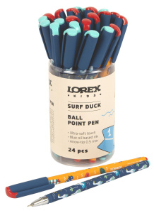 Ручка маслян. LOREX KIDS SURF DUCK Slim Soft синий 0,5 мм ассорти кругл. корп. ultra-soft touch игол