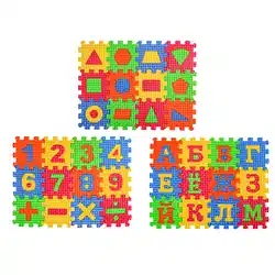 Коврик-пазл /Цифры/Буквы/Фигуры/ 36 элементов, ЭВА, 20х15х2,5см, 3 дизайна (10702070/040725/5229127,