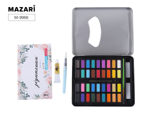 Акварель сухая LANTY, 36 цветов в комплекте: кисть с резервуаром для воды, кисть из нейлона, пигмент