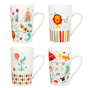 MILLIMI Цирк Кружка 375 мл, фарфор, 4 дизайна (10702070/201023/3428278, Китайская Народная Республик