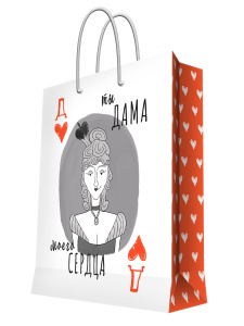 Бумажный пакет для сувенирной продукции с ламинацией, с шириной основания 17,8 cм, плотность бумаги 