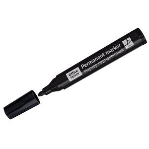 Маркер перманентный OfficeSpace /Contact/ черный, пулевидный, без клипа, 3мм