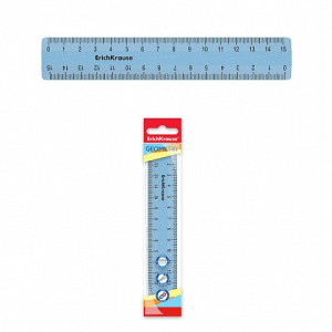 Линейка пластиковая ErichKrause Glitter, 15см, голубая, во флоупаке