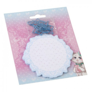 Канцелярский набор: бумага для заметок с клеевым краем, 30 листов; скрепки из черного металла с ПЭТ 