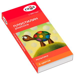 Пластилин Гамма /Мультики/, 06 цветов, 120г, со стеком, картон. упак. 280015