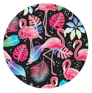 Тарелка бумажная Фламинго на черном (17 см, 6 шт) еврослот ЕВ-7468