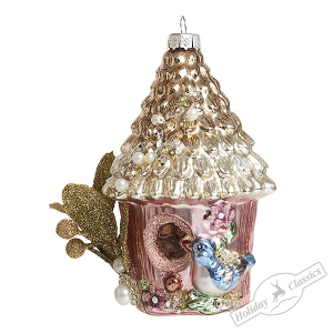 Скворечник /Розовое золото/ (стекло) 7,5х6,5х11,5 см