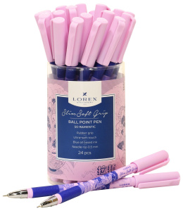 Ручка маслян. LOREX SO RAMENTIC Slim Soft Grip синий 0,5 мм дизайн кругл. корп. ultra-soft touch гри