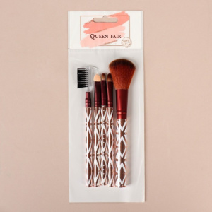 Набор кистей д/макияжа 5пр ГЕОМЕТРИЯ золот/бордо пакет QF 4433088 (10702070/191021/0338072, Китайска