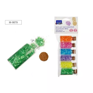 Набор блёсток декоративных № 16, 6 цветов х 8 г, стеклянная колба / ОПП-упаковка