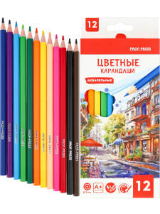 Карандаши цв., акварельные 12 цв. ПОСЛЕ ДОЖДЯ (КЦ-4732) d=3мм, кгексаг.в к/к, кр.12
