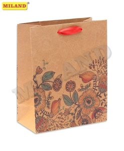 Пакет подарочный, крафт-бумага 18х23х10 см Волшебные цветы (M-Kraft) 12 шт П008-0010