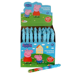 Мыльные пузыри СВИНКА ПЕППА 60 мл, в колбе 27 см Играем вместе уп-48шт в кор.3уп