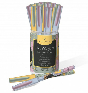 Ручка маслян. LOREX TAROT Double Soft синий 0,7 мм ассорти кругл. корп. ultra-soft touch грип игольч