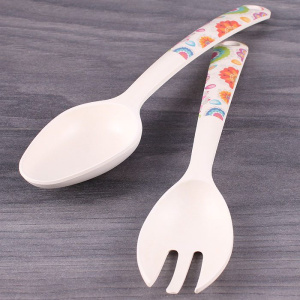 Ложка и вилка салатные бамбуковые в наборе 2шт.