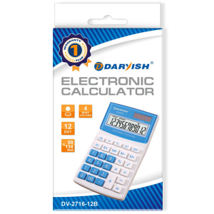 Калькулятор настольный 12 разр.  /Darvish/ 80*134*21мм  бело/голубой