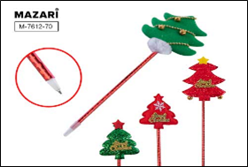 Ручка шариковая  CHIC CHRISTMAS TREE, СИНЯЯ, пулевидный пиш.узел 0.7 мм, пластиковый корпус, сменный