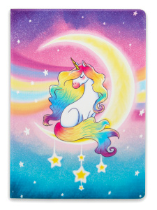 Обложка на паспорт  Единорог на луне ПВХ slim ОП-2173