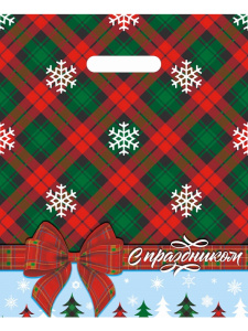 Пакет вырубной Новогодняя клетка  30х40/60 мкм НФ-00047548