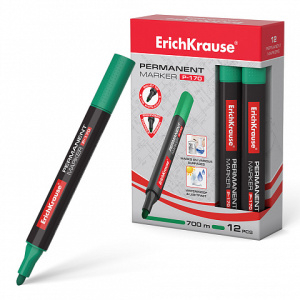 Перманентный маркер ErichKrause®  P-170, цвет чернил зеленый (в коробке по 12 шт.)