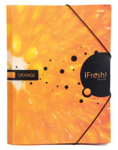 /HD/ Папка Пластиковая А4ф с клапанами на резинке- iFRESH-апельсин-