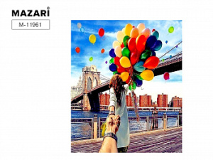 Алмазная мозаика с мольбертом ВОЗДУШНЫЕ ШАРЫ, 21х25см, 1 дизайн, частичная выкладка,  ОПП упаковка.